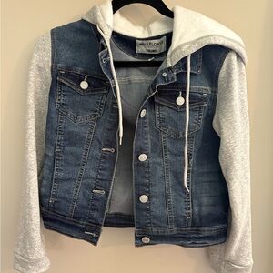 Wallflower Light Blue Denim Jacket with Light Gray Hoodie